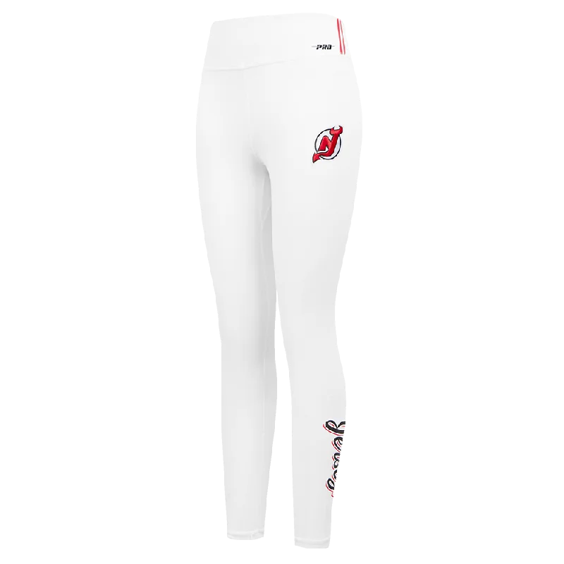 NHL NEW JERSEY DEVILS CLASSIC WOMEN'S JERSEY LEGGING (WHITE) Cozy Ribbed Leggings