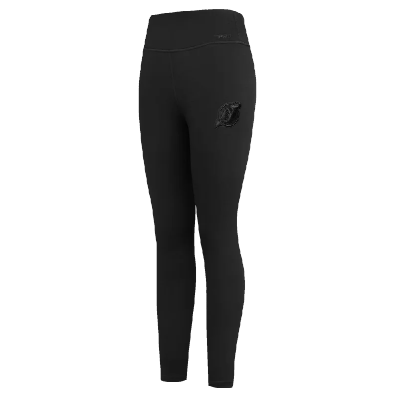 NHL NEW JERSEY DEVILS NEUTRAL WOMEN'S JERSEY LEGGING (BLACK) Cozy Fashion Leggings