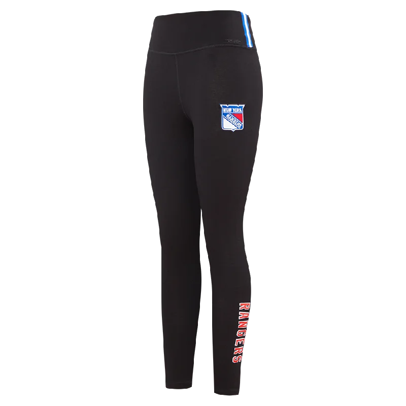 NHL NEW YORK RANGERS CLASSIC WOMEN'S HW JERSEY LEGGING (BLACK) Comfortable Running Leggings NHL NEW YORK RANGERS CLASSIC WOMEN'S HW JERSEY LEGGING (BLACK) Comfortable Running Leggings