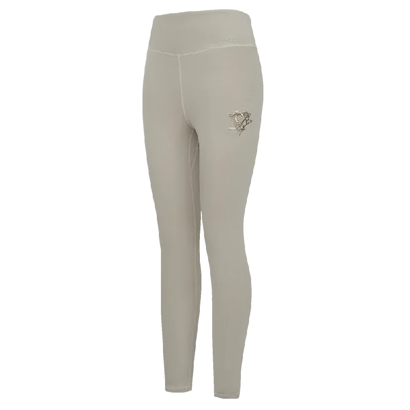 NHL PITTSBURGH PENGUINS NEUTRAL WOMEN'S JERSEY LEGGING (TAUPE) Comfortable Athletic Tights NHL PITTSBURGH PENGUINS NEUTRAL WOMEN'S JERSEY LEGGING (TAUPE) Comfortable Athletic Tights
