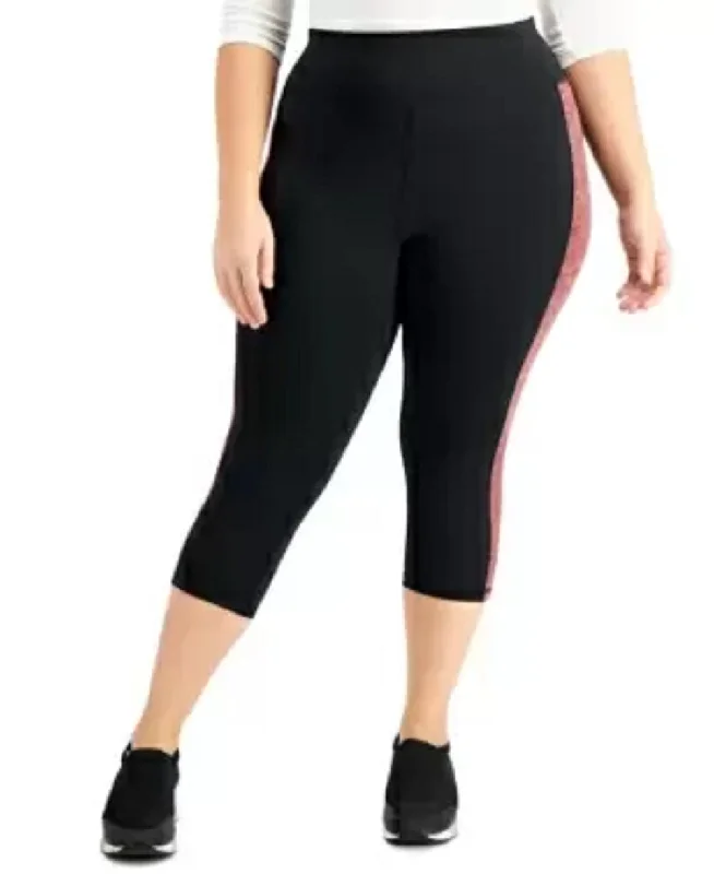Ideology Plus Women's Colorblocked Capri Leggings, Noir Tile Red 1X Fashionable High-Rise Leggings Ideology Plus Women's Colorblocked Capri Leggings, Noir Tile Red 1X Fashionable High-Rise Leggings