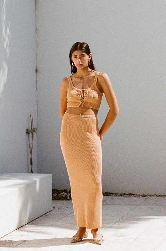 Leander Skirt - Toffee cashmere skirt plush