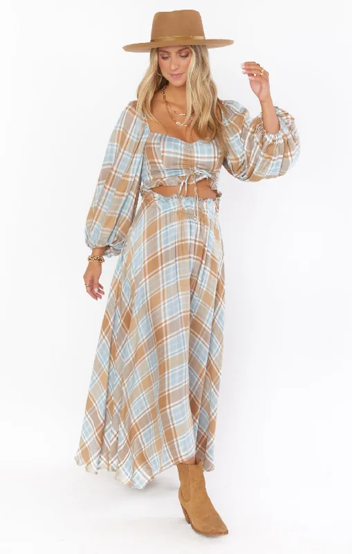 Mariah Midi Skirt ~ Georgetown Plaid corduroy skirt durable