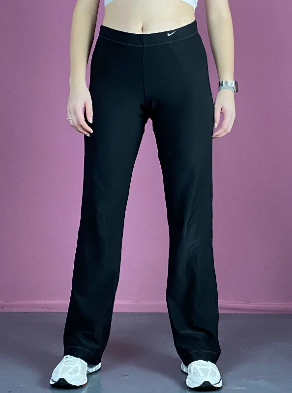 Nike Vintage Women's Straight Leggings - M Black Polyester Blend Trendy Leather-Look Workout Leggings Nike Vintage Women's Straight Leggings - M Black Polyester Blend Trendy Leather-Look Workout Leggings