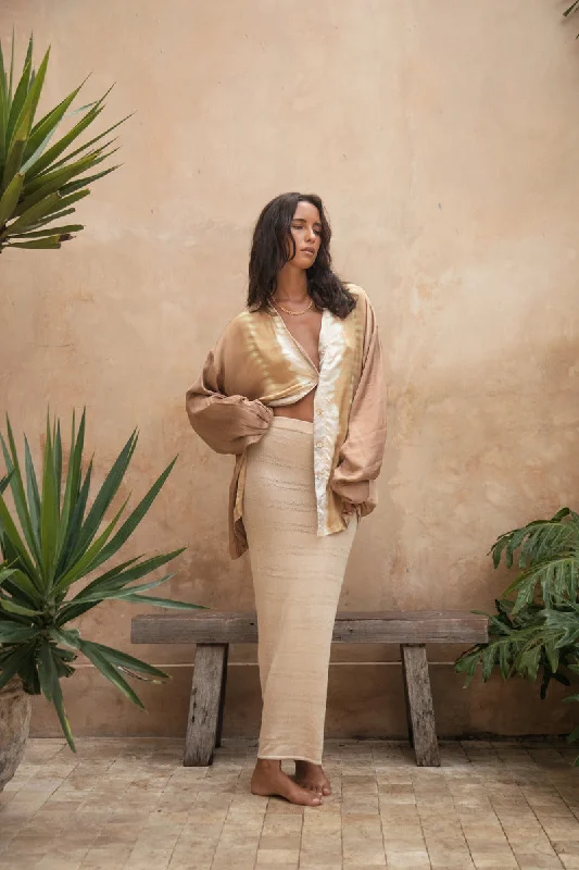 OPEN SKIES MAXI SKIRT - NATURAL linen skirt breathable