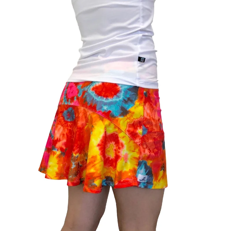 Orange Tie Dye Athletic Flutter Golf, Running, Tennis Skort w/ pockets- Golf Skirt maxi skirt elegant