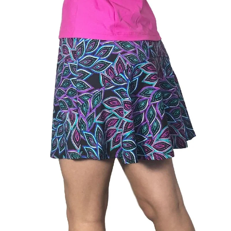 Peacock Printed Athletic Flutter Skort - Golf or Tennis Skirt elastic waist skirt