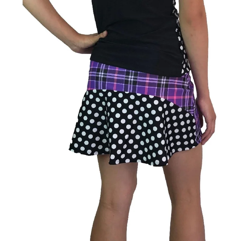 Purple Plaid w/ Polka Dots Athletic Flutter Golf, Running, Tennis Skort w/ pockets- Golf Skirt boho skirt vibe Purple Plaid w/ Polka Dots Athletic Flutter Golf, Running, Tennis Skort w/ pockets- Golf Skirt boho skirt vibe