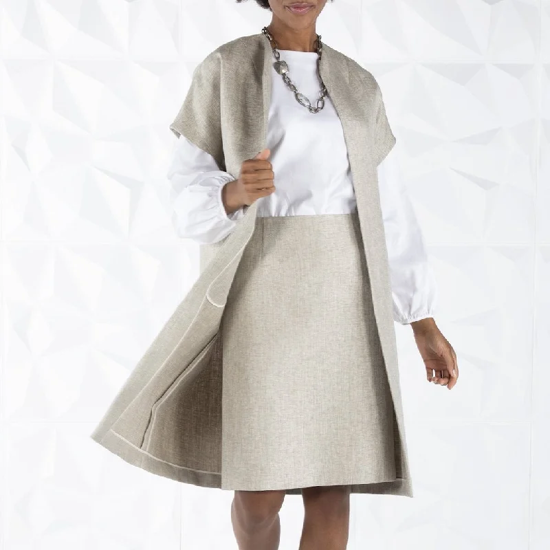 Topper Coat & Pencil Skirt, Grey denim skirt classic