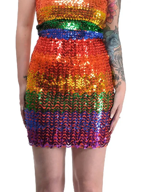Rainbow Sequin Womens Plus Size Tube Skirt chiffon skirt flowing