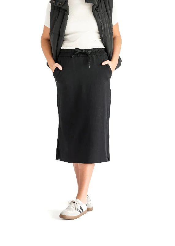 Abbie Mesh Detail Knit Midi Skirt denim skirt trendy
