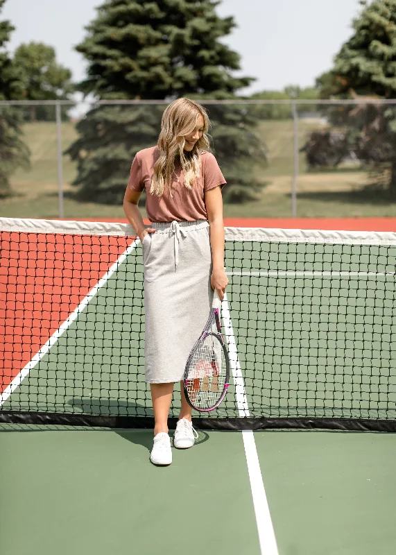 Abbie Mesh Detail Knit Midi Skirt - FINAL SALE casual skirt length