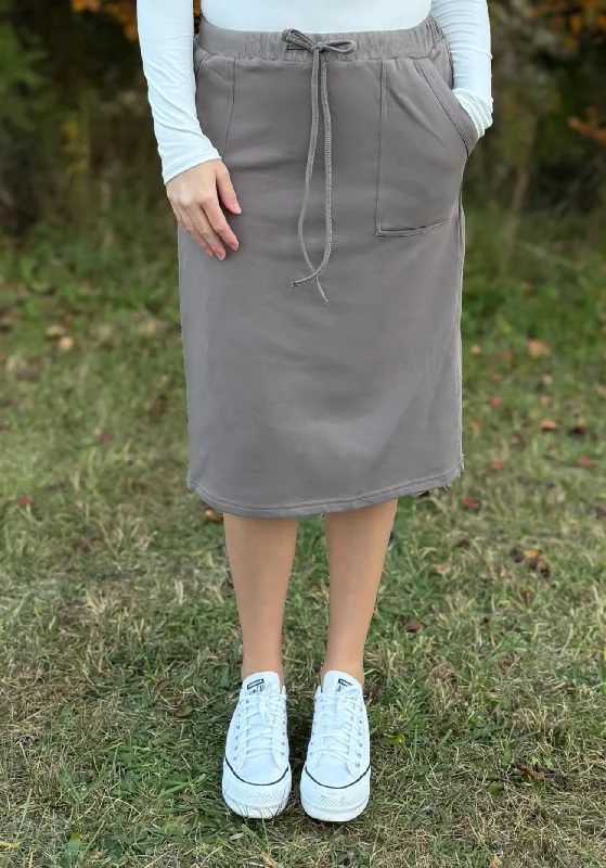 Micah Lounge Skirt in Charcoal velvet skirt luxurious