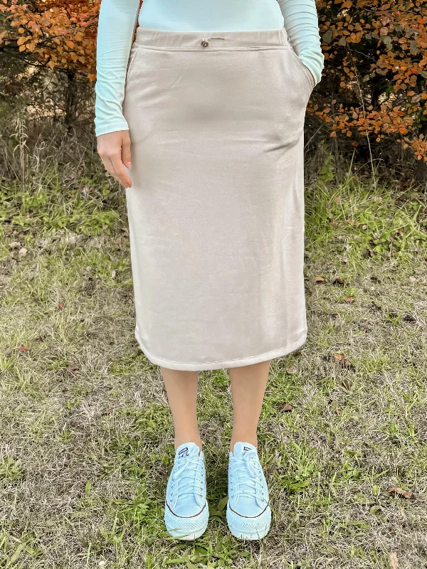 Noah Lounge Skirt in Taupe linen skirt relaxed