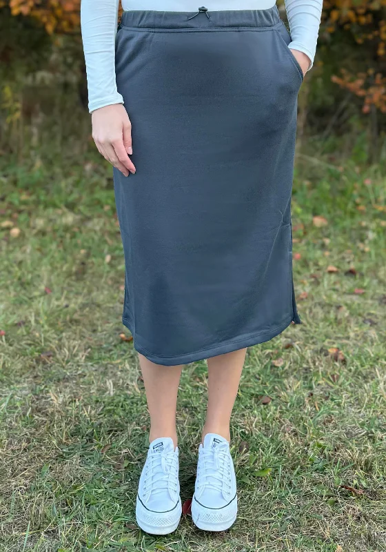 Noah Lounge Skirt in Charcoal silk skirt smooth