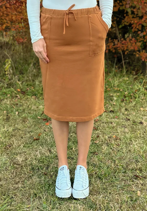 Micah Lounge Skirt in Terracotta leather skirt bold