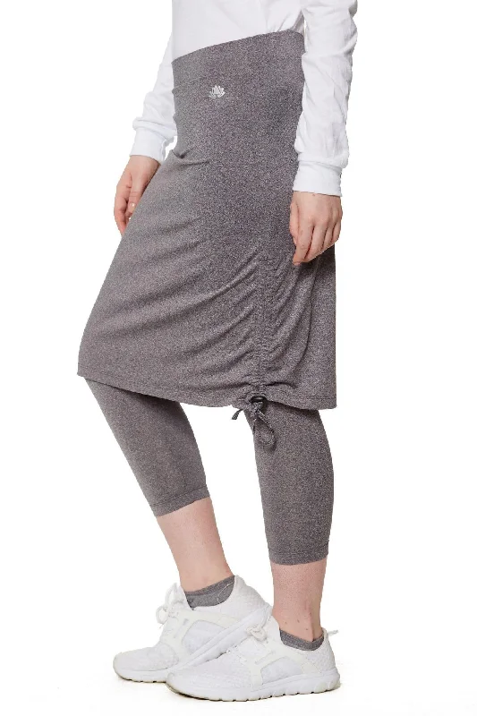 Tie Side Snoga Athletic Skirt in Heather Grey silk skirt sleek