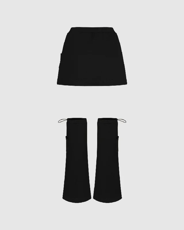 BLACK UNIFORM SWEATSKIRT & LEG WARMERS corduroy skirt durable