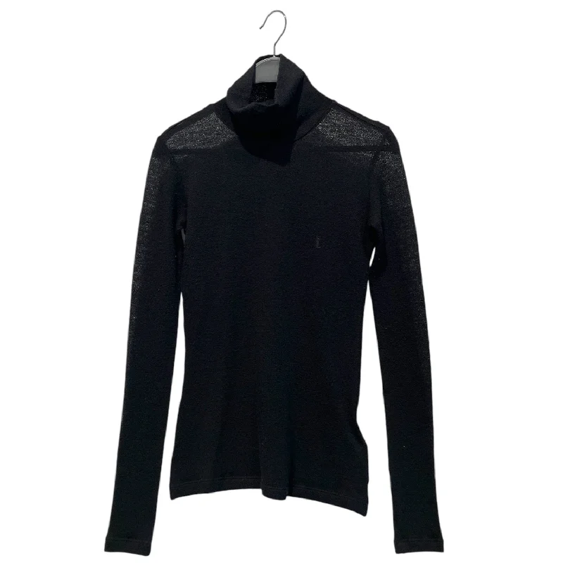 SAINT LAURENT/Sweater/XS/Wool/BLK/Turtle Neck/ Ribbed Striped Patterned