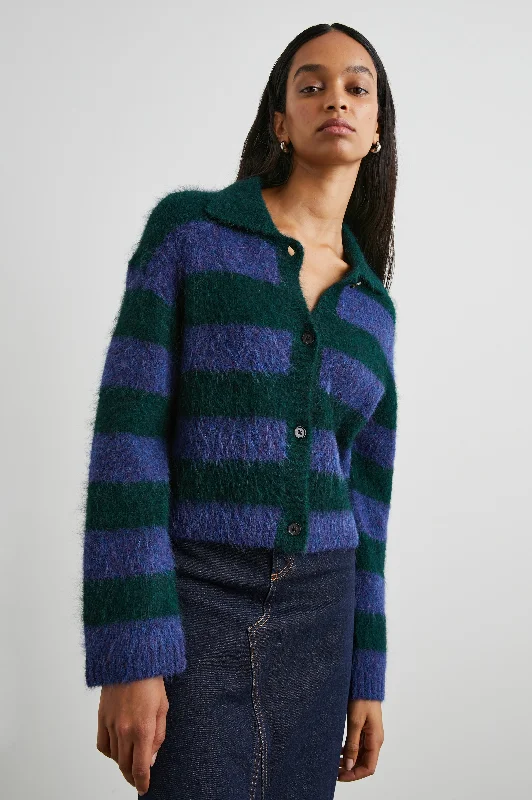 AMBER SWEATER - OXFORD STRIPE Plaid Sweater Polka Dot Checkered