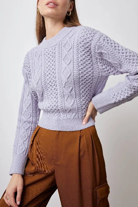 AMY SWEATER - LAVENDER Cotton Fabric Linen Fabric Terry Fabric