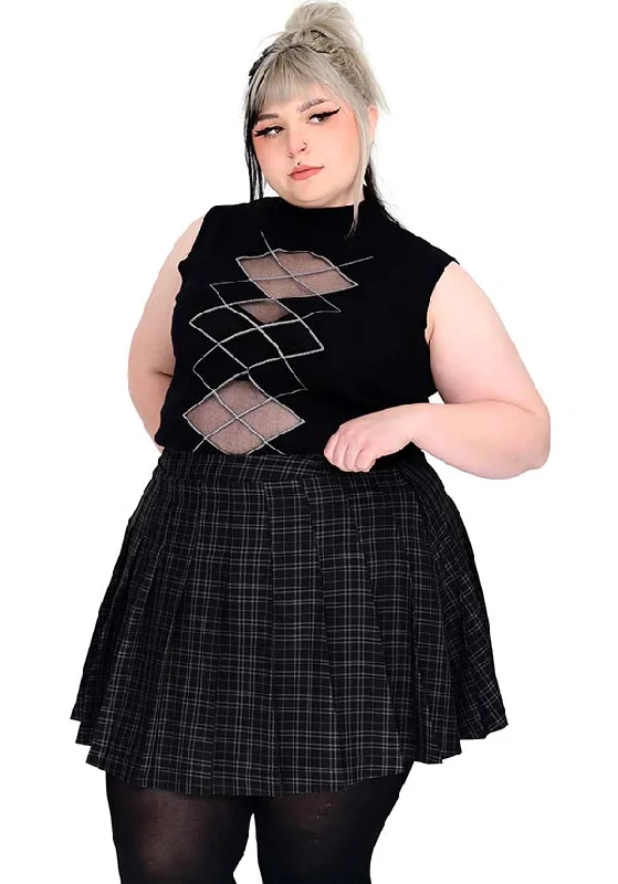 Courtney Shayne's [Black/Grey] | SWEATER VEST* Neon Metallic Matte