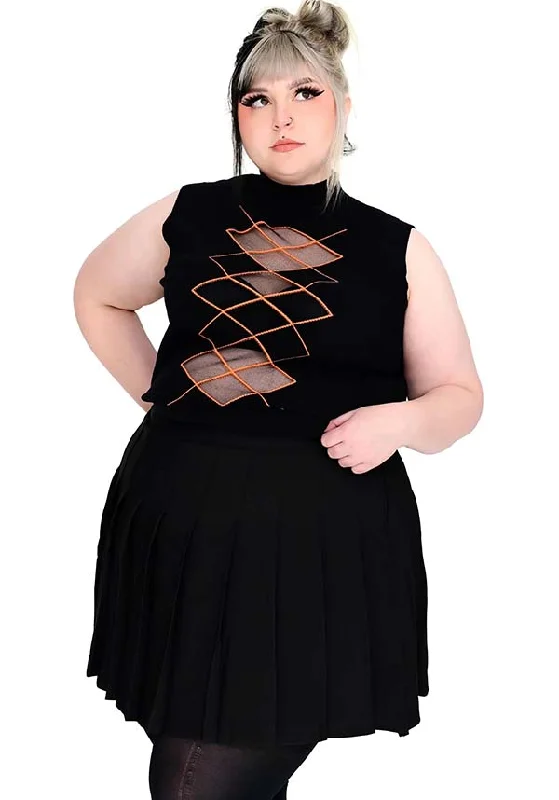 Courtney Shayne's [Black/Orange] | SWEATER VEST* Bright Pastel Dark