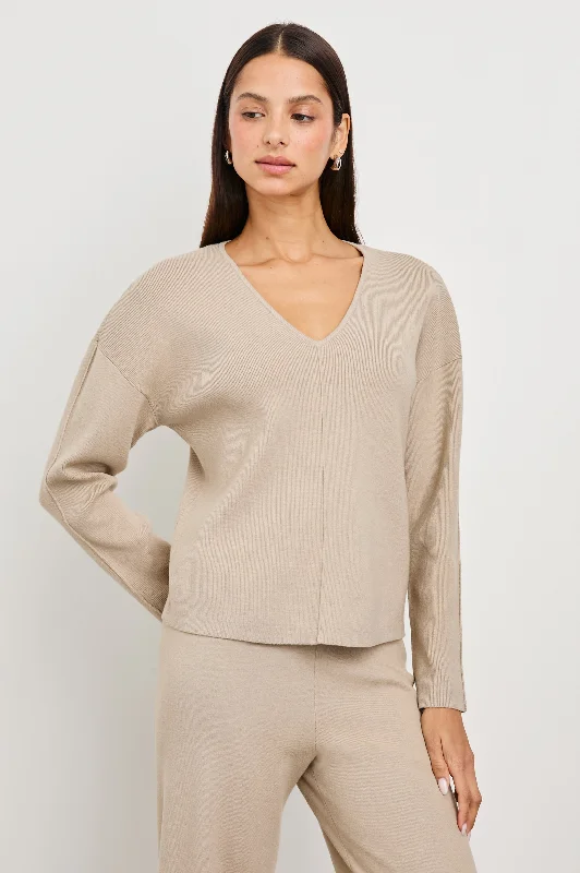 HOLLYN SWEATER - OATMEAL Nylon Fabric Polyester Fabric Spandex Fabric
