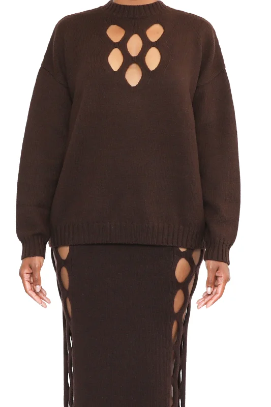 Linstead Cut Out Sweater Zippered Buttoned Snapped