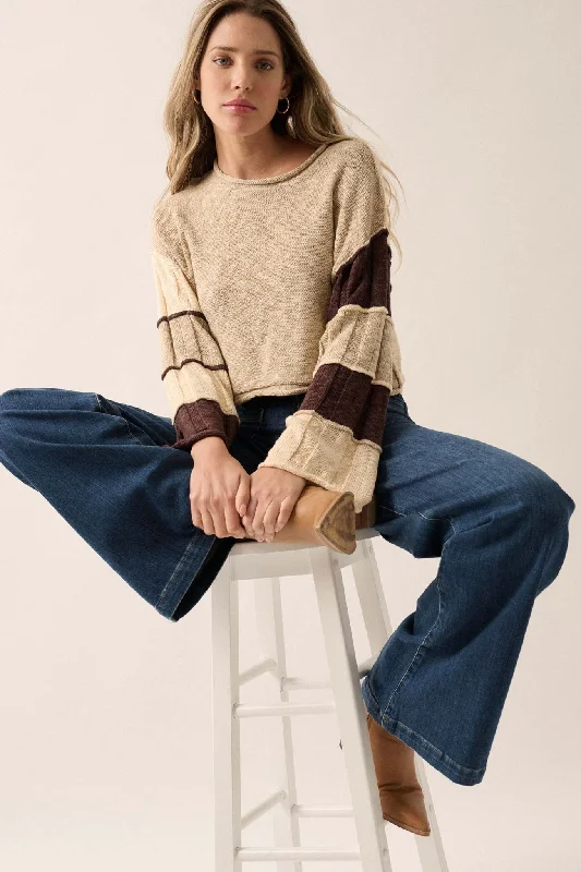 Make or Break Exposed-Seam Colorblock Sweater Boxy Sweater Fitted Sweater A-Line
