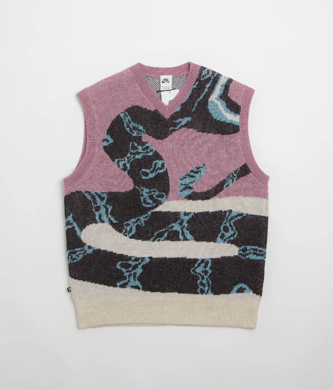 Nike SB Snake Sweater Vest - Plum Dust / Light Orewood Brown / Black Fleece Sweater Nylon Polyester Nike SB Snake Sweater Vest - Plum Dust / Light Orewood Brown / Black Fleece Sweater Nylon Polyester