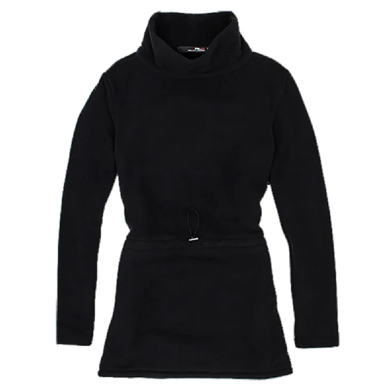 RLX Ralph Lauren Microfleece Black Cinch Waist Tunic Womens Golf Sweater Ribbed Striped Patterned RLX Ralph Lauren Microfleece Black Cinch Waist Tunic Womens Golf Sweater Ribbed Striped Patterned