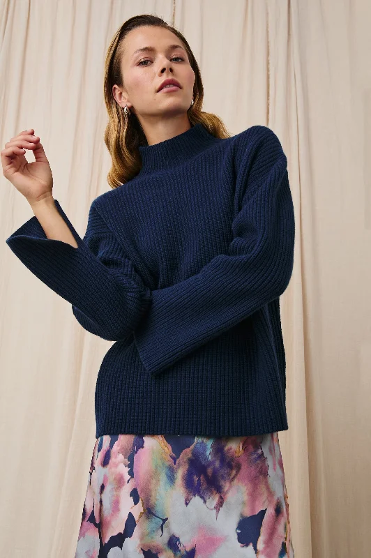 SANNA SWEATER - DARK SLATE Knit Fabric Woven Fabric Fleece Fabric