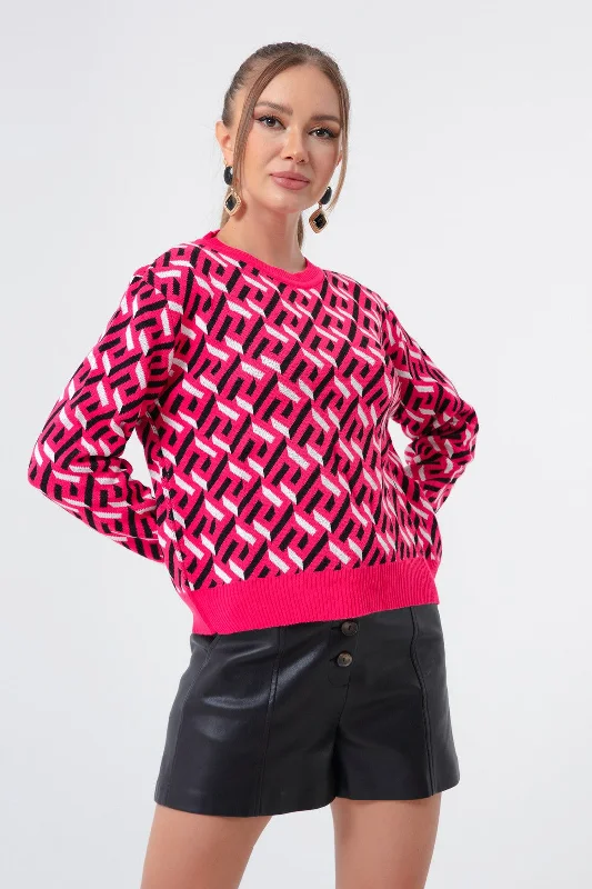 Women'S Bike Collar Patterned Knitwear Sweater Turtle Neck Boat Neck Asymmetrical Neck Women'S Bike Collar Patterned Knitwear Sweater Turtle Neck Boat Neck Asymmetrical Neck