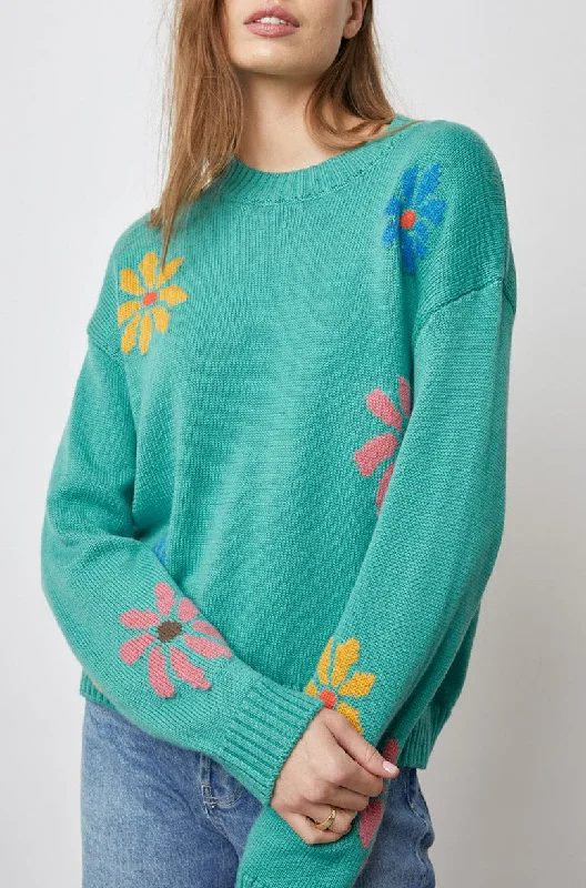 ZOEY SWEATER - MULTI FLOWERS Collared Crew Neck Turtle Neck