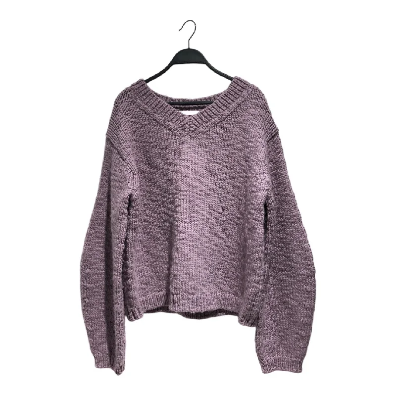 Helmut Lang/Heavy Sweater/M/Wool/PPL/ Graphic Sweater Embroidered Appliqued