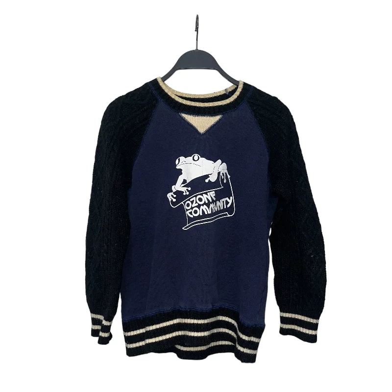 ozone community/Sweater/Graphic/Cotton/NVY/ Front Pockets Side Pockets Patch Pockets
