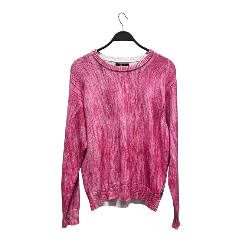 STUSSY/Sweater/S/PNK/tie dye stripe Fleece Fabric Down Fabric Feather Fabric
