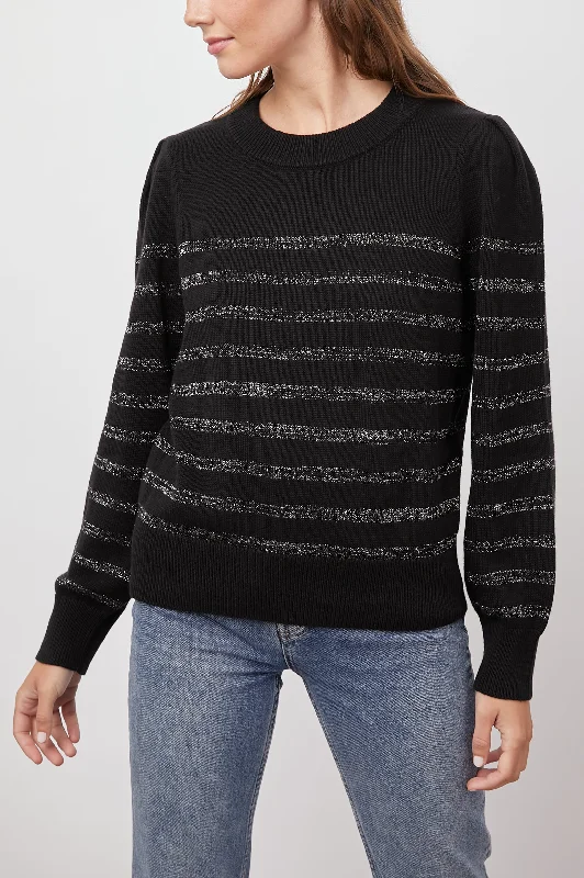 ALLEGRA SWEATER - BLACK METALLIC Satin Fabric Silk Fabric Chiffon Fabric