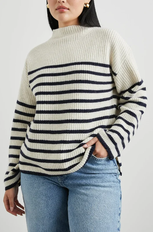 CLAUDIA SWEATER - CREAM NAVY STRIPE Lightweight Heavyweight Midweight