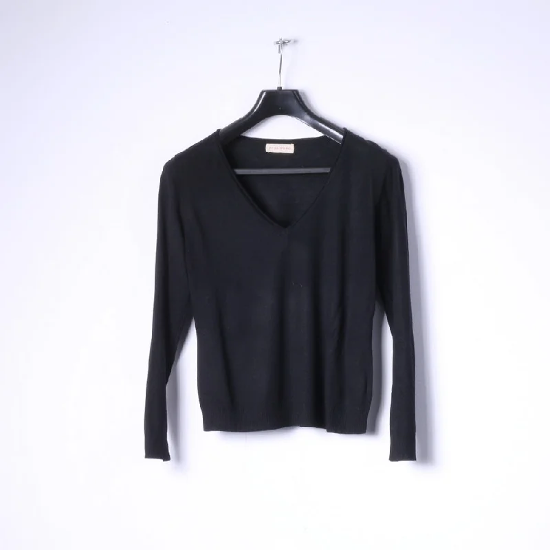 Rossopuro Womens S Jumper Black Classic V Neck Soft Sweater Light Top Cable Knit Ribbed Knit Lace Knit Rossopuro Womens S Jumper Black Classic V Neck Soft Sweater Light Top Cable Knit Ribbed Knit Lace Knit