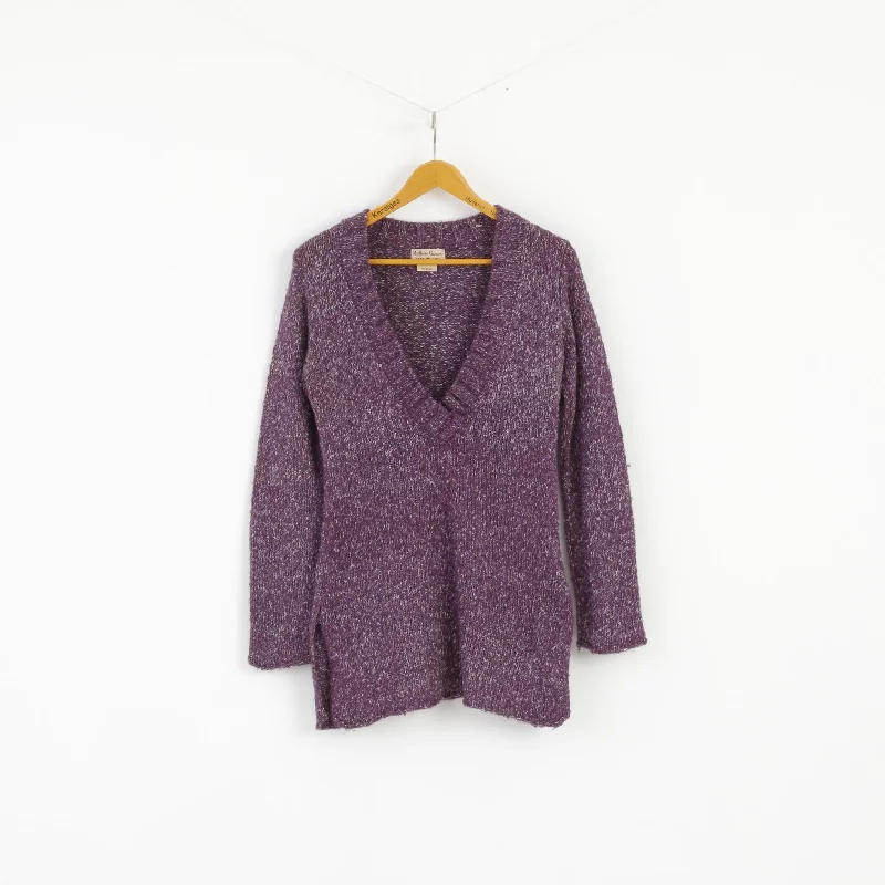 Marlboro Classics Women M Jumper Purple V Neck Wool Acrylic Blend Sweater Transparent Opaque Sheer Marlboro Classics Women M Jumper Purple V Neck Wool Acrylic Blend Sweater Transparent Opaque Sheer