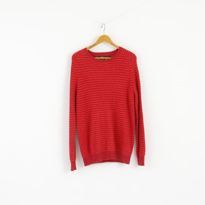 Hilfiger Denim Women XL Jumper Red Crew Neck Cotton Striped Long Sweater Glossy Satin Silk Hilfiger Denim Women XL Jumper Red Crew Neck Cotton Striped Long Sweater Glossy Satin Silk