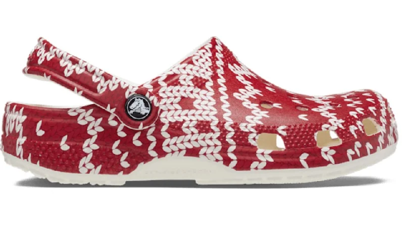 Crocs Classic Holiday Sweater Clog Multi Spandex Blend Rayon Blend Denim Blend