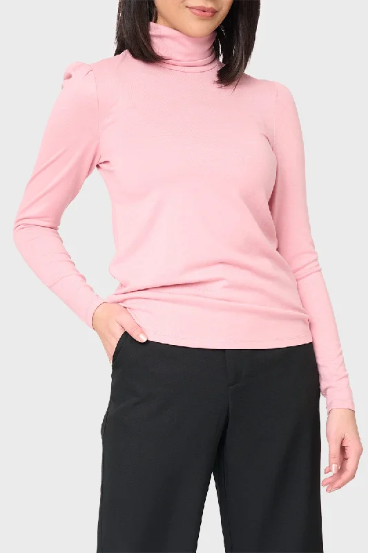 Essential Turtleneck Soft Sweater Knit Top With Puff Sleeve Ribbed Striped Patterned Essential Turtleneck Soft Sweater Knit Top With Puff Sleeve Ribbed Striped Patterned