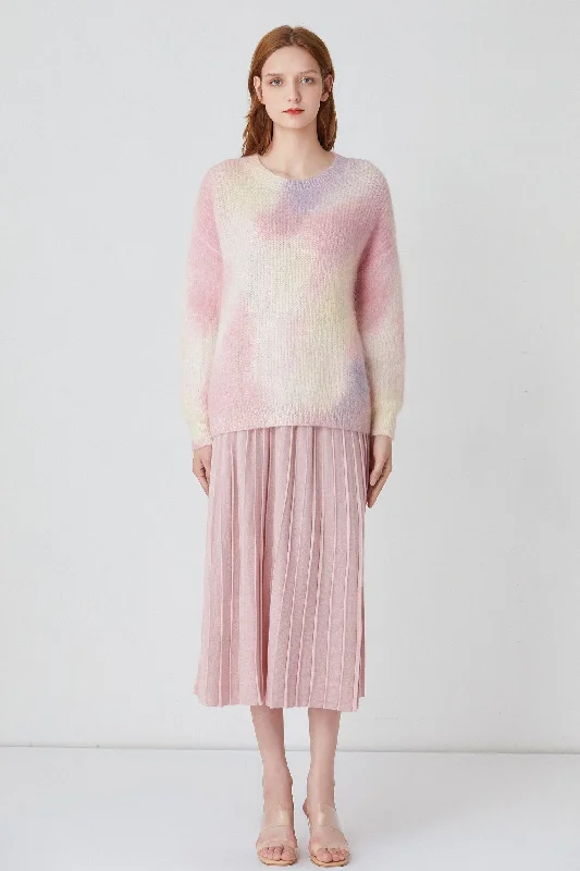 Fangyan | Asrah Pink Mohair Sweater Mesh Sweater Canvas Denim