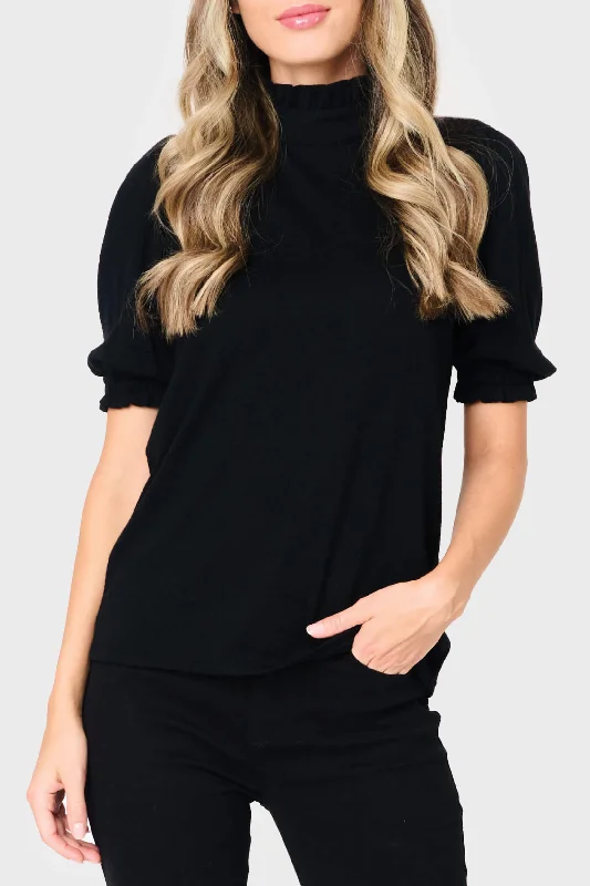Feminine Mock Neck Luxe Sweater Denim Fabric Leather Fabric Suede Fabric