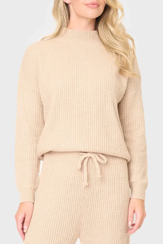 Funnel Neck Long Sleeve Cozy Ribbed Sweater Slim Fit Regular Fit Oversized