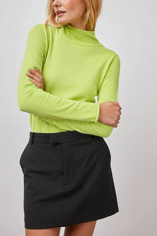 IRIS SWEATER - LIME Hooded Sweater Collared Sweater Shawl Collar