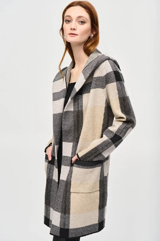 Joseph Ribkoff Brushed Jacquard Sweater Cover Up Open Front Closed Front Wrap Front